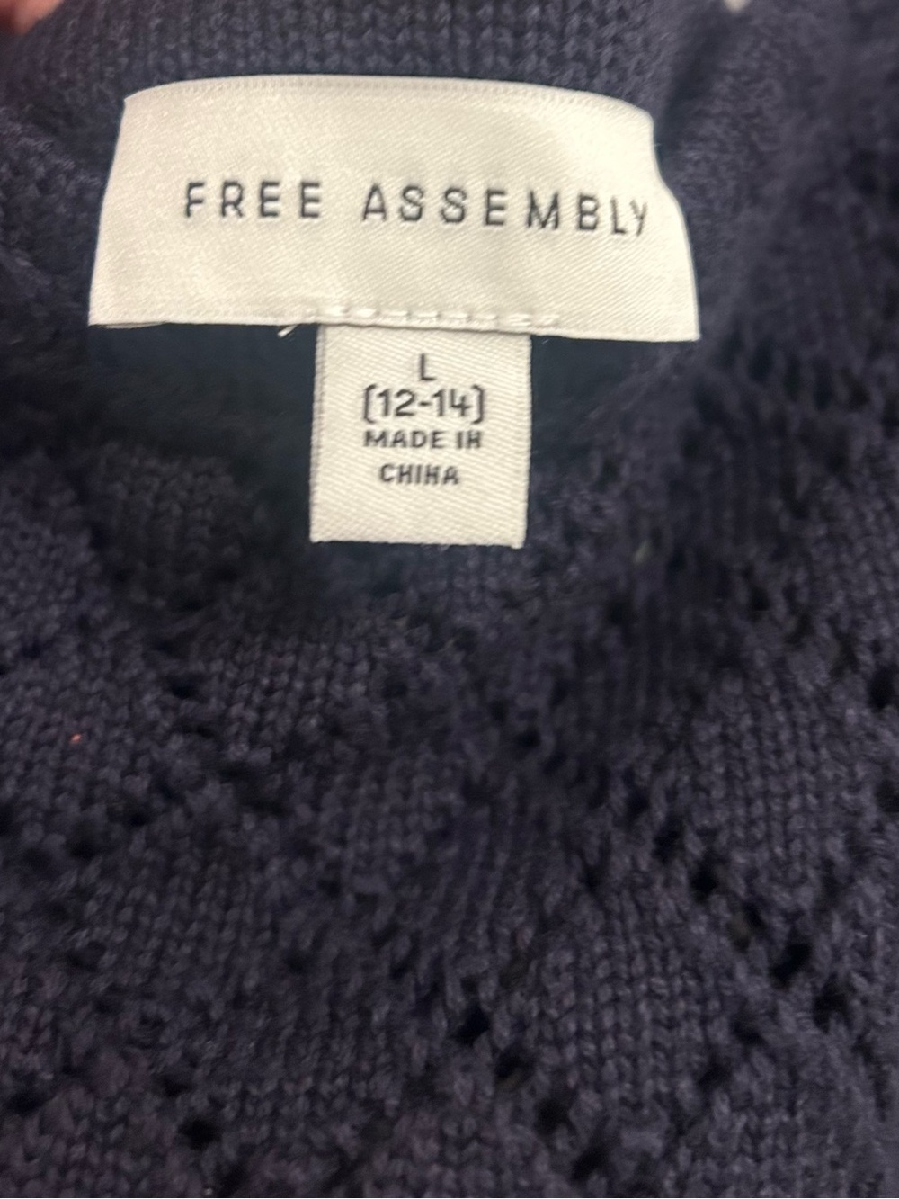 Openwork Navy Knit Ruffle Strap Tank - Picture 3 of 4